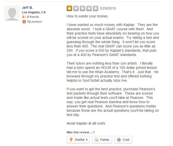 Kaplan yelp review